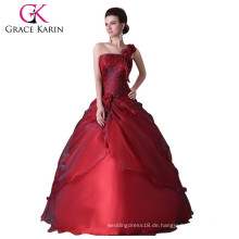 Grace Karin Neue Art von einer Schulter Red Floor Länge Red Quinceanera Kleider CL2514